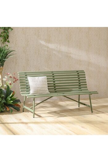 Danube Home Olivia 3-Seater Military Green Park Bench – Heavy-Duty Outdoor Seating for Garden & Patio