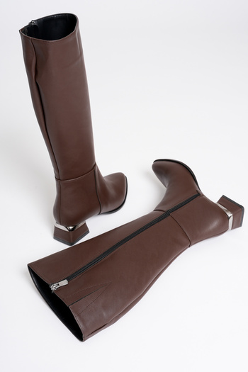 Lolita Love Shoes Miami Brown Blunt Toe Zippered Women's Boots