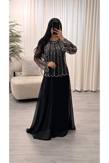 SELSAL Elegant black embroidered dress