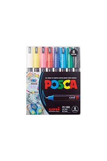 POSCA 8-Color Paint Pen Set, PC-1MR, Ultra-Fine