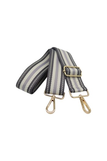 Anatolia Grey-White Striped Adjustable Polyester Bag Shoulder Strap 4 cm X 120 cm