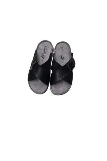 Benittokids Enova Men's Printed Leather Anatomical Cross Strap Buckle Slippers
