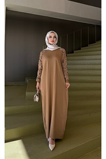 NİSUM MODA Leopard Patterned Mercerized Dress