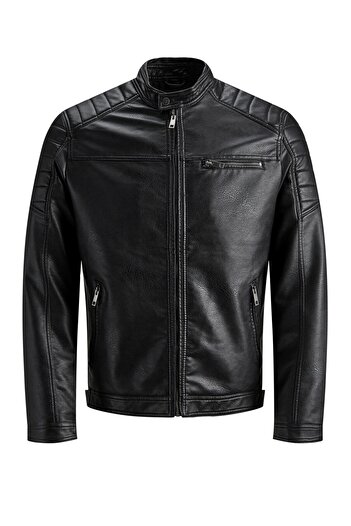 Jack & Jones Jjewarner Jacket Noos Black Men's Leather Jacket Distressed Weathered