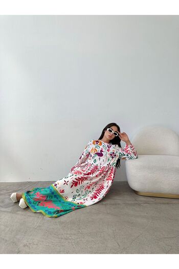 Swan Woman Multi-Color Cotton Dress