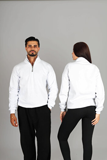 Jooy Half Zipper Sweatshirt Dear Couple Combination White Set of 2