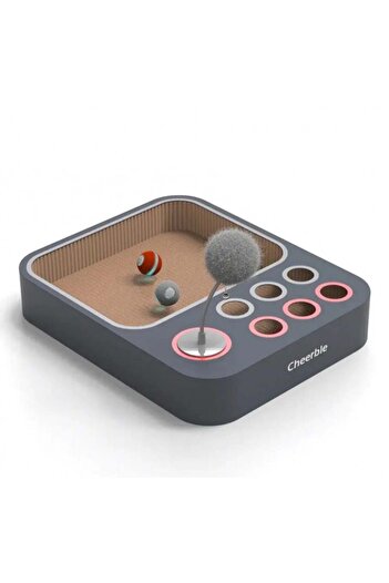 Golden cat Cheerble Interactive, Cat Scratcher Smart Game Board for Indoor Cat Kitten Playing Training, Grey