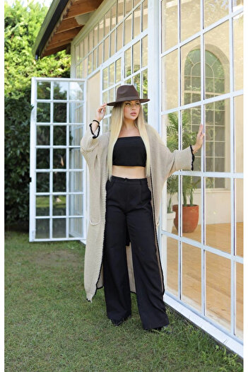 Wear Up Long cardigan shepherd stitch beige