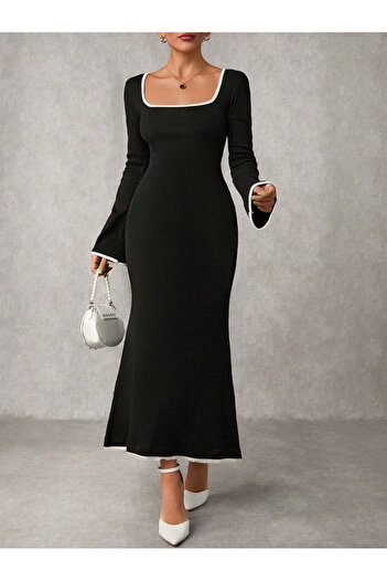 Wear Up Long dress with piping black