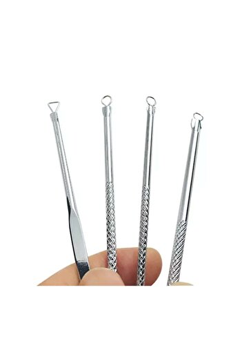 NEO Set 4 Tweezers for Blackhead Extraction, Comedones, Acne, Stainless Steel Cosmetic Tools, Storage Bo