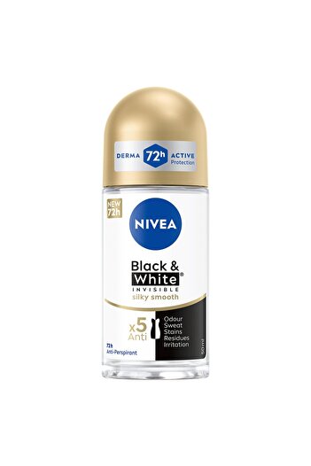 NIVEA Antiperspirant Roll-on for Women Black and White Invisible Silky Smooth 2X50ml