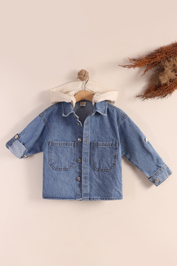 Pollito Hooded Jeans Jacket Kids Denim Coat