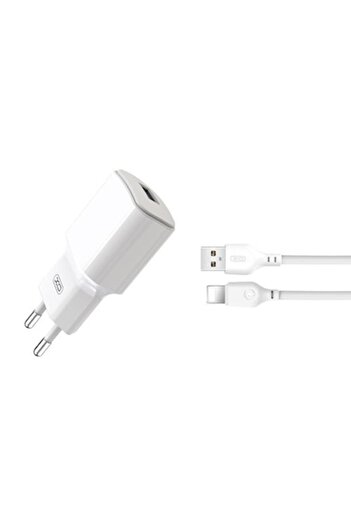 Xo L73 Network Charger, USB, 12W, 2.4A, Lightning Cable Included, White