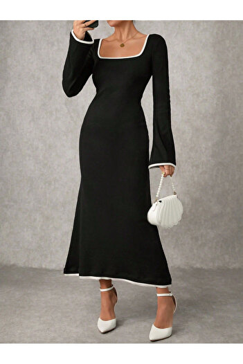 Wear Up Long dress with piping black