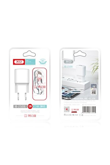 Xo L73 Network Charger, USB, 12W, 2.4A, Lightning Cable Included, White