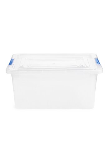 PLASTINA Universal Storage Box Alisan, Plastic, Rectangular, Transparent, Various Handle Colors, 25 L, 50 x 3