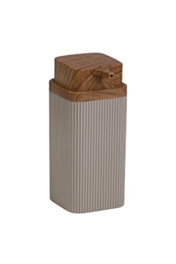 Okyanus Home Personal Hygiene Bathroom Cup, Stella OKY-464-3, Polystyrene + ABS, Stand, Brown + Wood