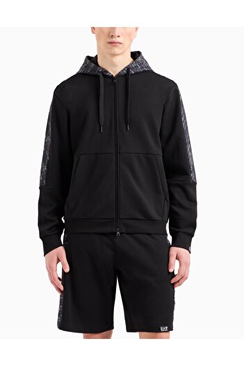 EA7 Emporio Armani Men's Contrast Repeat Logo Full Zip Hoodie Black 7m000209 Af12660