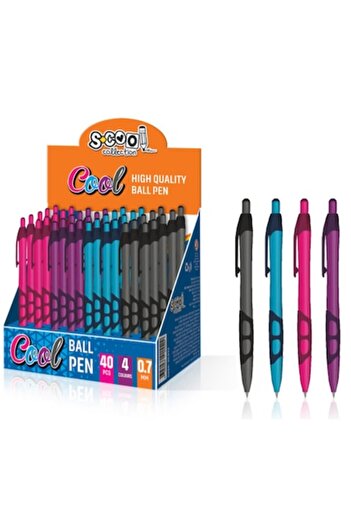 NEBO Set of 40 blue ballpoint pens with rubber coating, 4 colors in set