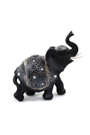 Ella Home Black Elephant Statue, Luck, Ella Home, resin, black + silver, 14 cm