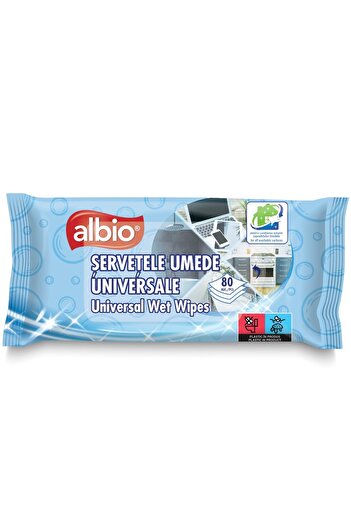 ALBİO Universal wet wipes Albio, white, 80 pcs/pack