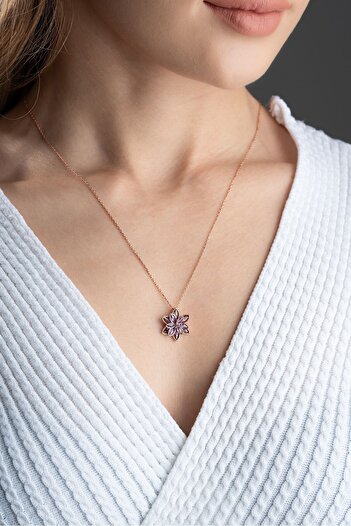 zarifje Steel Purple Lotus Flower Pendant Model