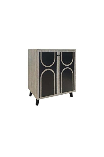 BAITY 2-Door Malaysian Wood Shoe Cabinet - Beige and Dark Brown