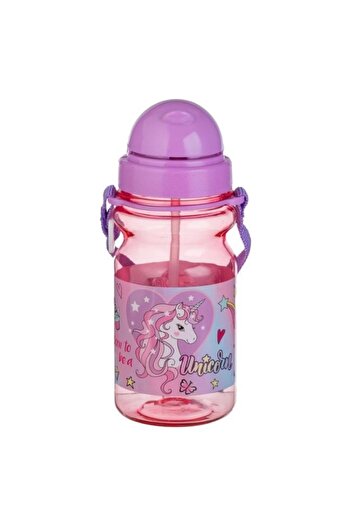 ANTBRO Pop-Up Kids Water Bottle 350 ml Lilac with Unicorn – Hydration Container for Girls Kindergarten, School, Activity