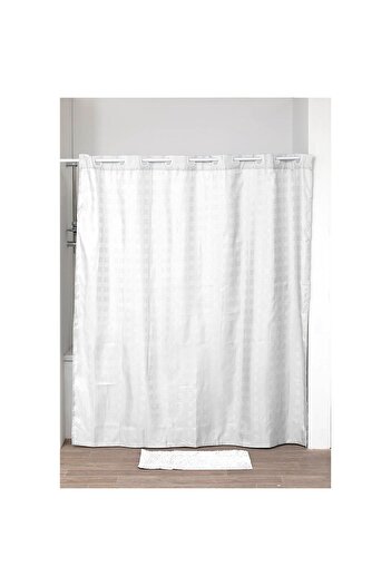 Tendance Shower Curtain CR1207100, square pattern, white, 180 x 200 cm