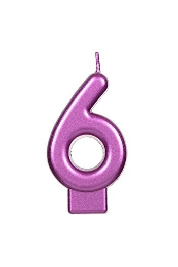 ANTBRO Birthday Candle Antbro® Metallic Fuchsia, Number 6, 4x5.5 cm