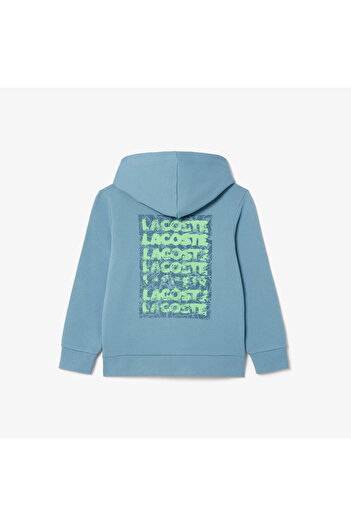 Lacoste Children's Hooded Printed Blue Sweatshirt