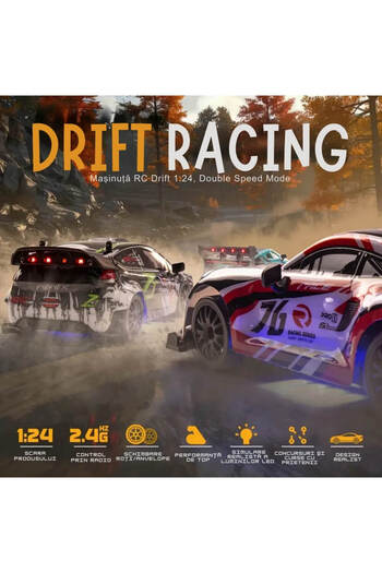 DrKala Digital Kala Remote-Controlled Car, Porsche Model, RC Drift Car, 1:24, 2.4 GHz, All-Wheel Drive, Whi