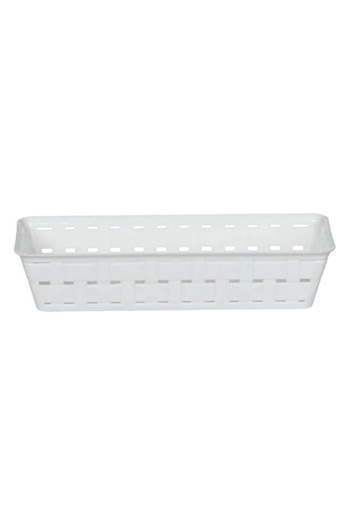 ANTBRO Plastic White Rattan Storage Basket, 29x10.5x6cm, 1L