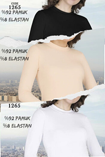 SUN STYLE Long-Sleeved Upright/Raised Collar Cotton Bodysuit/Badi