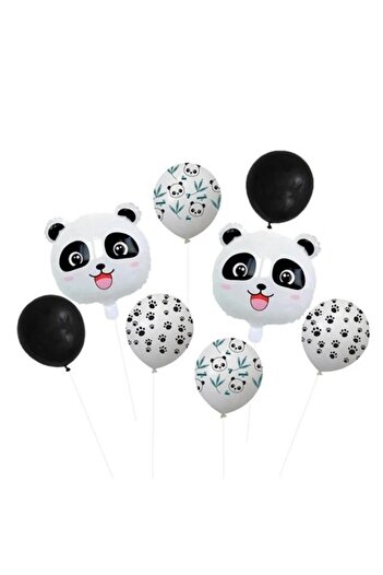ANTBRO Set 8 party balloons Antbro® metallic foil with panda bear design
