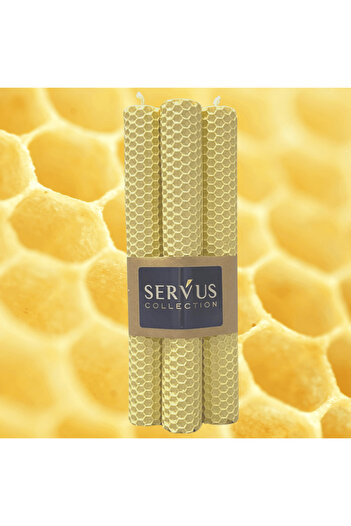 SERVUS COLLECTION Set of 4 Natural Honeycomb Candles Made of Colored Beeswax - Vanilla 3.5 cm 40 cm Vanilla