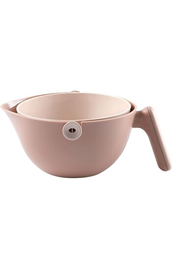 Danex Double Layer Bowl, for Fruits, Vegetables, with Drain Basket, 2L, ABS+PP, Brown