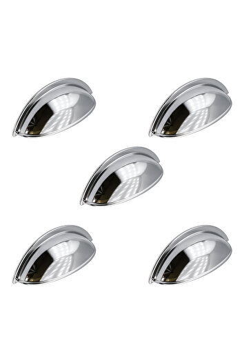 Badem10 Dish Handle 5Pcs 64 mm Chrome Silver Metal Furniture Drawer Cabinet Door Handle Modern Kitchen Handles
