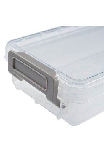 ANTBRO Set 3 cutii de depozitare din plastic transparent cu capac si manere, 20.4x8x3.7cm