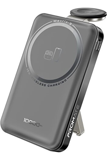 Promate 3-in-1 Power Bank 10.000mAh with 15W MagSafe Wireless, 3.5W Apple Watch Charging, 20W USB-C