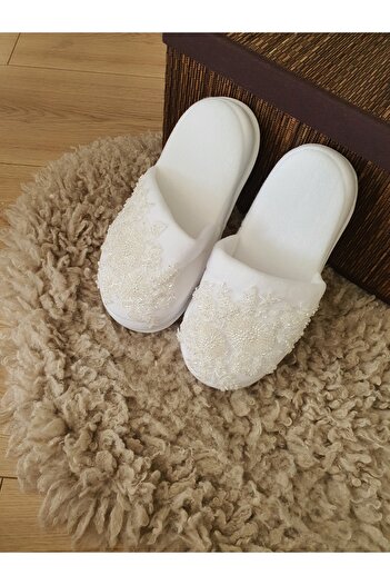 Fiyonks Atölye Maternity Slippers, Special Luxury Lace Series, Pregnant Women's Slippers, Bride Slippers