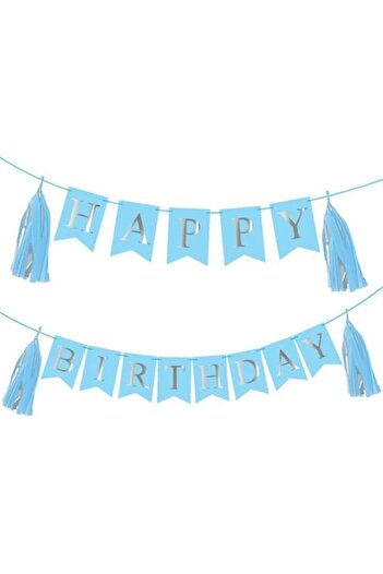 ANTBRO Birthday Banner Antbro® with Blue Flags and Golden Letters, 3m