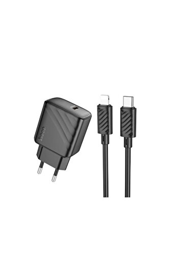 Hoco Mains Charger + Lightning Cable (CS22A), 1m, PD30W, 1xUSB-C, QC/FCP/AFC, Black