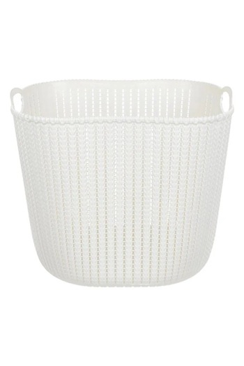 ANTBRO ® Square Plastic Storage Basket, Pearl White, 37x37x33.2cm, 38L