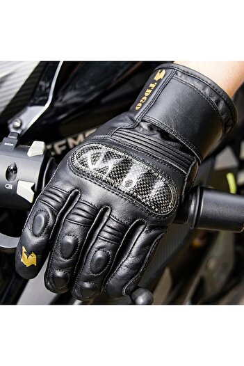 Danex Men's Gloves, L, for Motorcycle, S36, Genuine Leather, Deep Dark