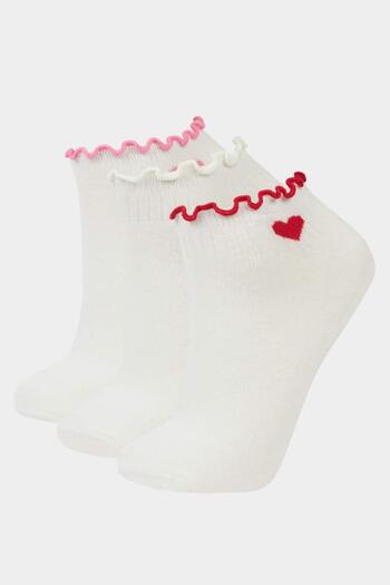 DeFacto Women's 3-Piece Cotton Booties Socks (Ns)