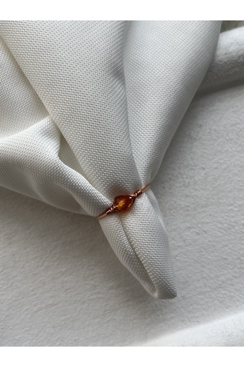 Pel Design Blood Amber Stone Adjustable Copper Color Wire Ring