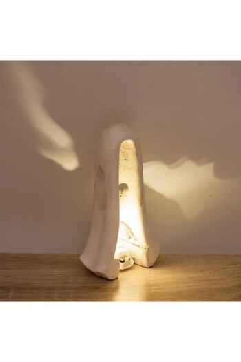 OEM Halloween Decorative Lamp Ghost White Perforated with Warm White LED Light, 8x6x14.5cm