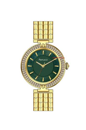 Ferrucci Fc03368M.5 Gold Color-Green Dial 32 mm Women's Wristwatch