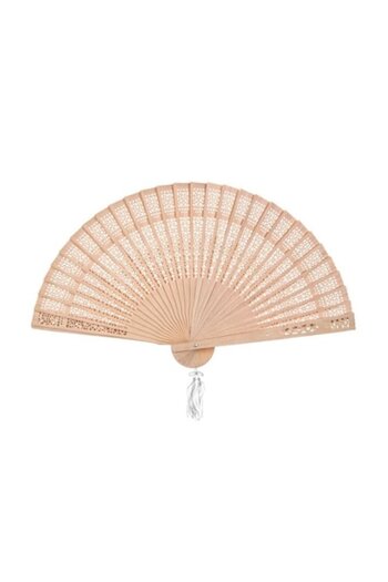TOPI TOY Bamboo Wood Fan with Design, Closed Length 23 cm, Open Width 40 cm